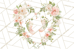 Baby Shower Clipart, Floral Baby Footprints Clipart Png Product Image 5
