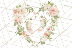 Baby Shower Clipart, Floral Baby Footprints Clipart Png Product Image 5