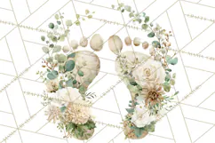 Baby Shower Clipart, Floral Baby Footprints Clipart Png Product Image 3