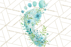 Baby Shower Clipart, Floral Baby Footprints Clipart Png Product Image 5