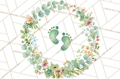 Baby Shower Clipart, Floral Baby Footprints Clipart Png Product Image 3