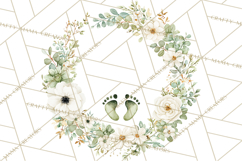 Baby Shower Clipart, Floral Baby Footprints Clipart Png Product Image 4