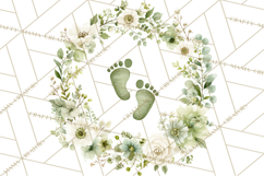 Baby Shower Clipart, Floral Baby Footprints Clipart Png Product Image 5