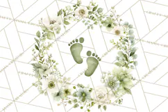 Baby Shower Clipart, Floral Baby Footprints Clipart Png Product Image 5