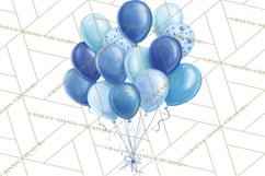 Blue Birthday Clipart, Festive Party Decorations PNG Product Image 2