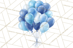Blue Birthday Clipart, Festive Party Decorations PNG Product Image 5