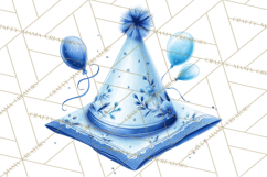 Blue Birthday Clipart, Festive Party Decorations PNG Product Image 3