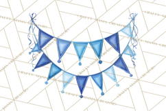 Blue Birthday Clipart, Festive Party Decorations PNG Product Image 2