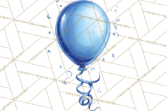 Blue Birthday Clipart, Festive Party Decorations PNG Product Image 4