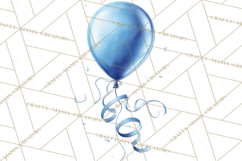 Blue Birthday Clipart, Festive Party Decorations PNG Product Image 5