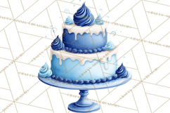Blue Birthday Clipart, Festive Party Decorations PNG Product Image 2