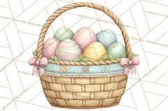 Easter Props Clipart PNG, Cute Easter Icons, Eggs Baskets Product Image 2