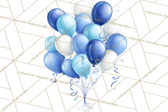 Blue Birthday Clipart, Festive Party Decorations PNG Product Image 4