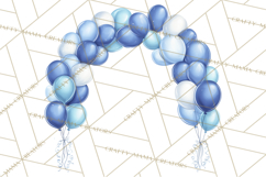 Blue Birthday Clipart, Festive Party Decorations PNG Product Image 5