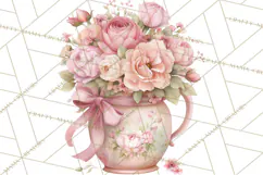 Pink Coquette Clipart, Girly Graden Decor Png, Feminine Product Image 2