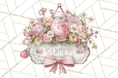 Pink Coquette Clipart, Girly Graden Decor Png, Feminine Product Image 3