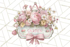 Pink Coquette Clipart, Girly Graden Decor Png, Feminine Product Image 3