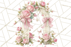 Pink Coquette Clipart, Girly Graden Decor Png, Feminine Product Image 2