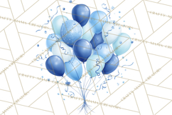 Blue Birthday Clipart, Festive Party Decorations PNG Product Image 5