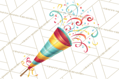 Birthday Party Clipart, Bright Celebration Decorations PNG Product Image 5