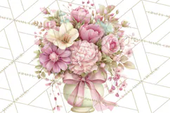 Pink Coquette Clipart, Girly Graden Decor Png, Feminine Product Image 5