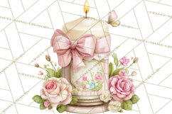 Pink Coquette Clipart, Girly Graden Decor Png, Feminine Product Image 2