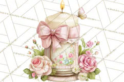 Pink Coquette Clipart, Girly Graden Decor Png, Feminine Product Image 2