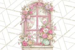 Pink Coquette Clipart, Girly Graden Decor Png, Feminine Product Image 3