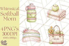 Whimsical Softball Mom Clipart PNG Game Day Mom Graphics Product Image 1