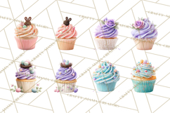 Easter Cupcakes Clipart, Pastel Easter Desserts, Bakery Png Product Image 8