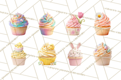 Easter Cupcakes Clipart, Pastel Easter Desserts, Bakery Png Product Image 6