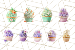 Easter Cupcakes Clipart, Pastel Easter Desserts, Bakery Png Product Image 5