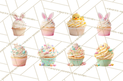 Easter Cupcakes Clipart, Pastel Easter Desserts, Bakery Png Product Image 2