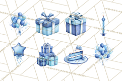 Blue Birthday Clipart, Festive Party Decorations PNG Product Image 7