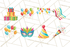 Birthday Party Clipart, Bright Celebration Decorations PNG Product Image 3