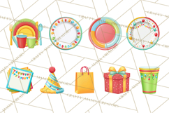 Birthday Party Clipart, Bright Celebration Decorations PNG Product Image 8