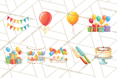 Birthday Party Clipart, Bright Celebration Decorations PNG Product Image 9
