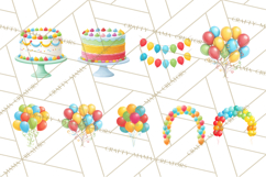 Birthday Party Clipart, Bright Celebration Decorations PNG Product Image 5