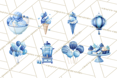Blue Birthday Clipart, Festive Party Decorations PNG Product Image 6