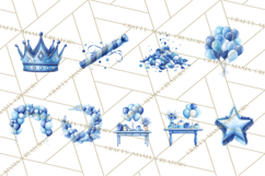 Blue Birthday Clipart, Festive Party Decorations PNG Product Image 4
