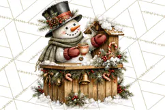 Snowman Christmas Market Clipart, Vintage Christmas Png Product Image 2