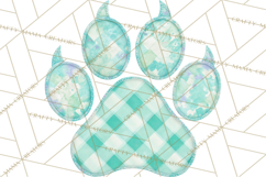Quilted Patchwork Puppy Paw Prints Clipart, Colorful Dog PNG Product Image 2