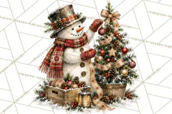 Snowman Christmas Market Clipart, Vintage Christmas Png Product Image 3