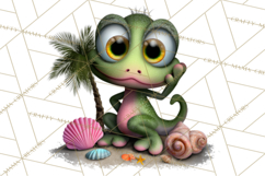 Colorful Beach Lizard Tropical Summer Clipart PNG Product Image 3