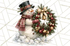 Snowman Christmas Market Clipart, Vintage Christmas Png Product Image 4
