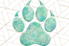 Quilted Patchwork Puppy Paw Prints Clipart, Colorful Dog PNG Product Image 3