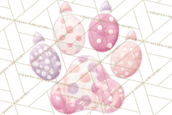 Quilted Patchwork Puppy Paw Prints Clipart, Colorful Dog PNG Product Image 4