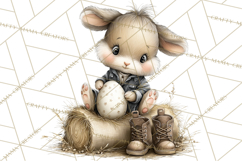 Western Easter Animals Clipart Cowboy Bunny Farm PNG Product Image 5