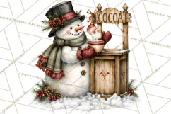 Snowman Christmas Market Clipart, Vintage Christmas Png Product Image 3