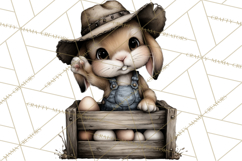 Western Easter Animals Clipart Cowboy Bunny Farm PNG Product Image 2